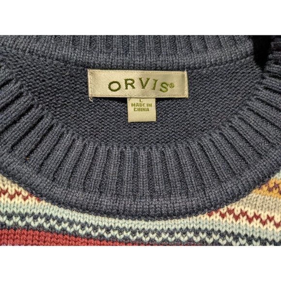 Orvis long sleeve blue with multi colored stripes and shoulder pads women sz L - Picture 7 of 9